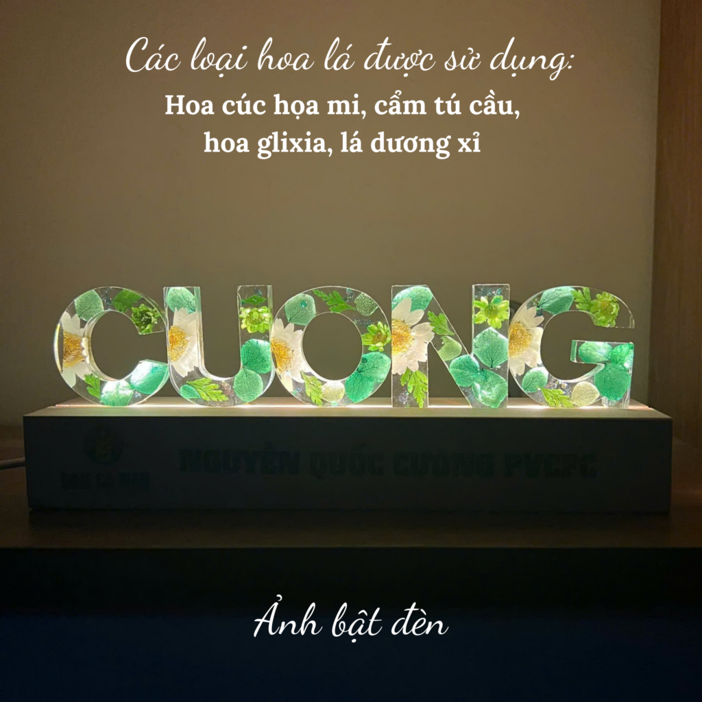 Qua tang den chu mang huong thien nhien hoa cung anh sang LED huyen ao