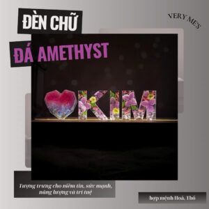 ĐÈN CHỮ HOA KHÔ VIP ĐÁ AMETHYST (Thạch anh tím) Mẫu 01