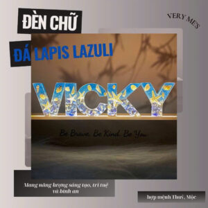 ĐÈN CHỮ HOA KHÔ VIP ĐÁ LAPIS KẾT HỢP SAO BIỂN THẬT