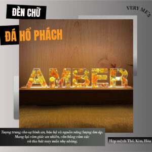 ĐÈN CHỮ HOA KHÔ VIP ĐÁ AMBER (Hổ phách)
