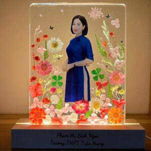 ĐÈN  TRANH HOA KHÔ MÀU ĐỎ