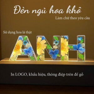 Đèn Ngủ Hoa Khô Màu Xanh Dương