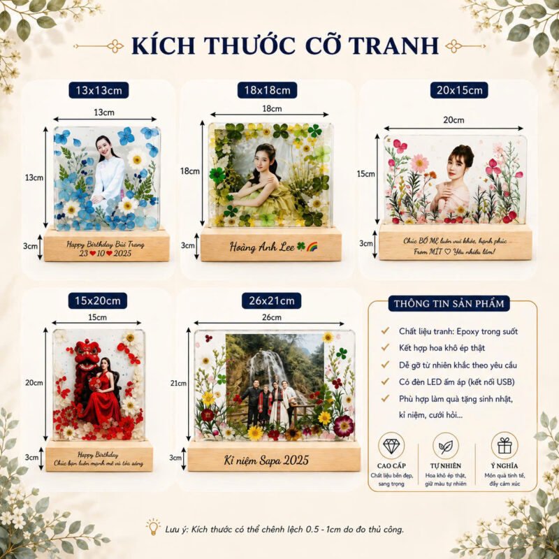 DODELA co nhieu tuy chon ve kich thuoc mau ma cho cac san pham den tranh de khach hang tuy chon